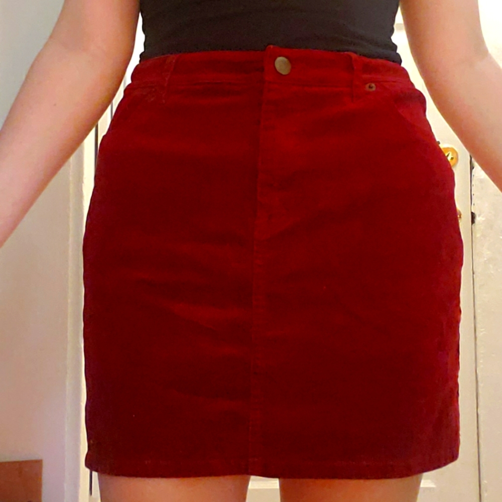 Burgundy Corduroy Skirt